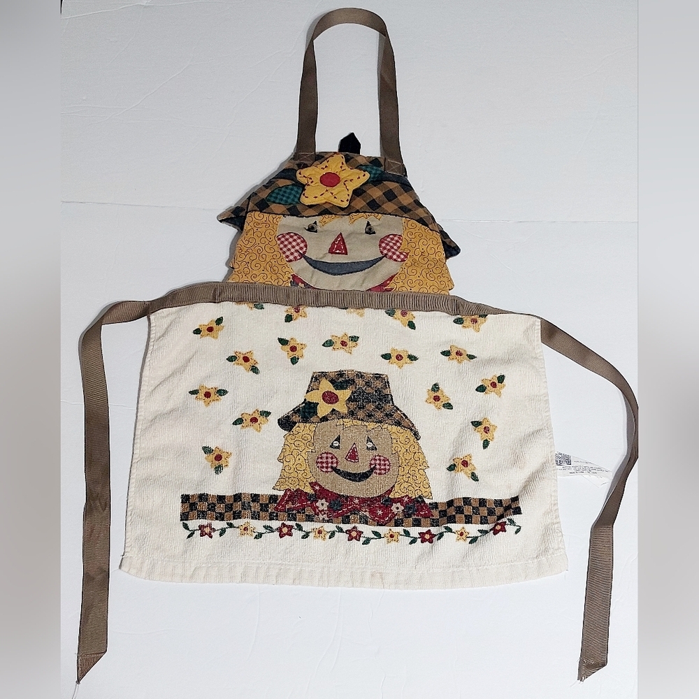 Hand made Child Size Scarecrow Dish Towel Padded‎ Fall Apron